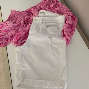 WHBM Distressed White Shorts 0 EUC